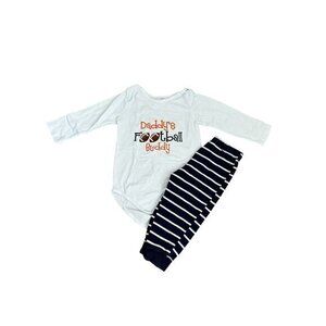 Daddy'S Football Buddy Embroidered Onesie With Pants